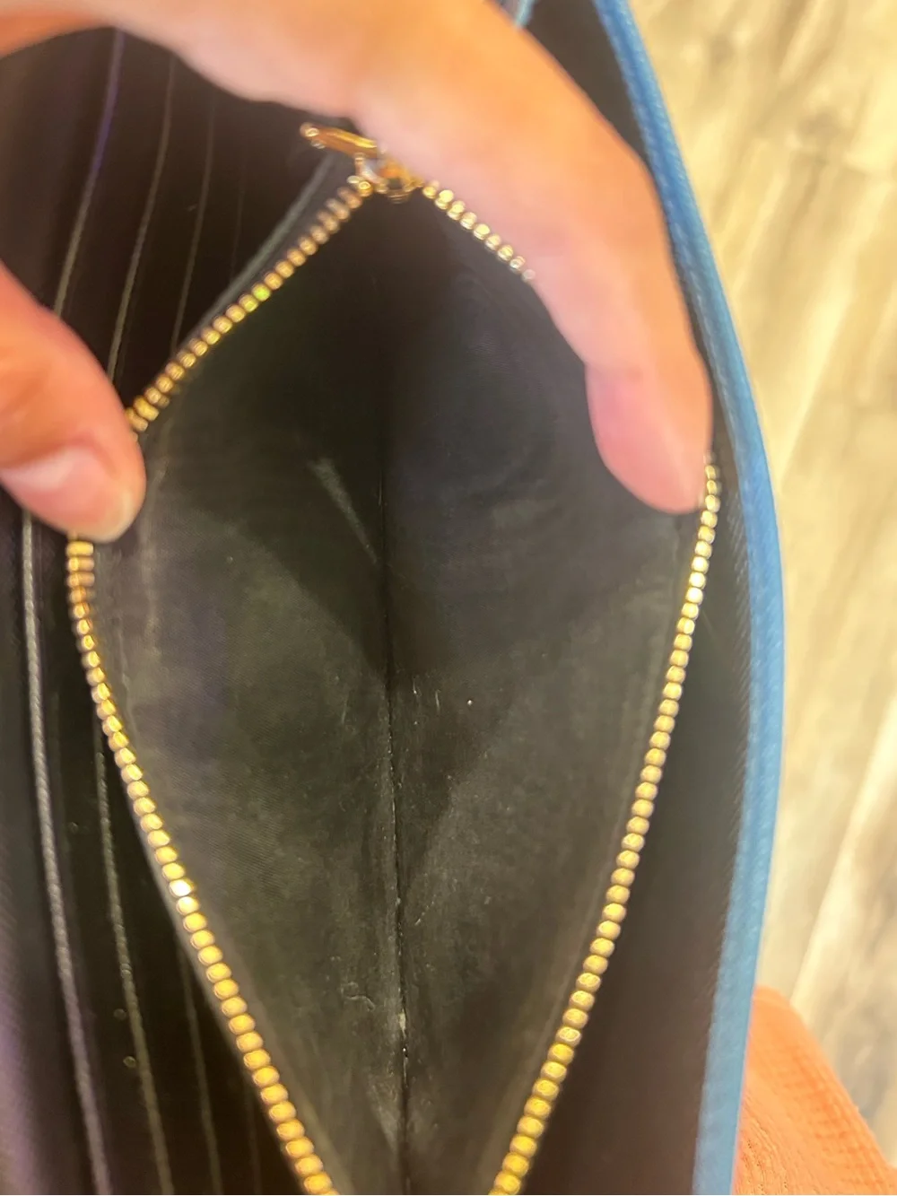 Prada Wallet Saffiano Double in Cobalt